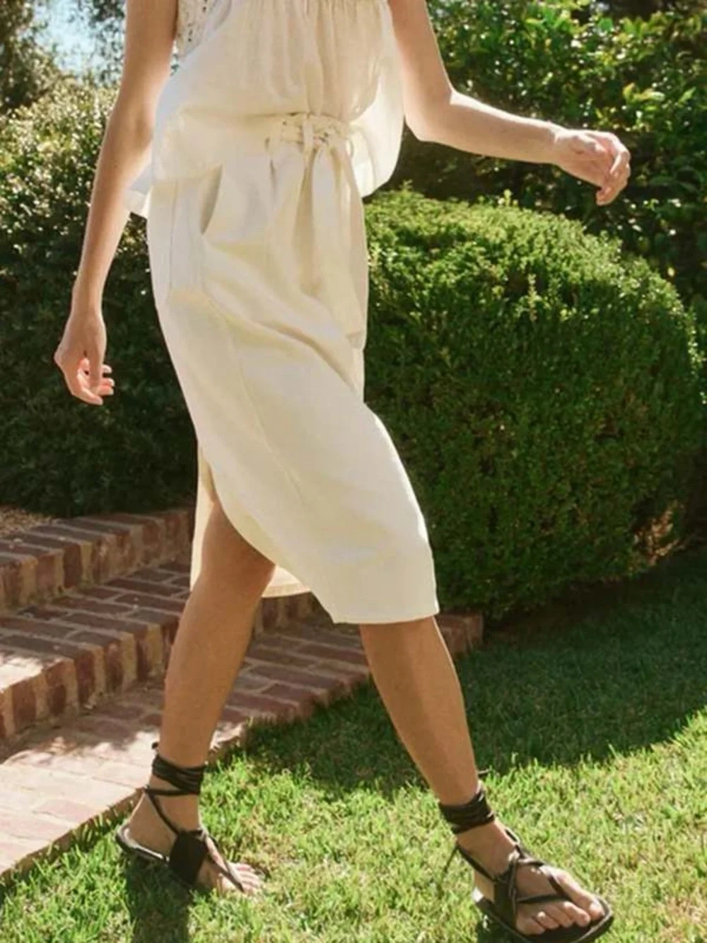 NWT The Great Trouser Pencil Skirt Belted White Size 1 (Small)